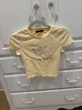 Brooklyn Karma Yellow 'City of Angels' Crop Tee